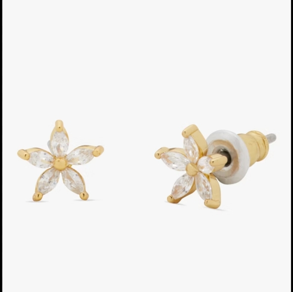 kate spade Jewelry - kate spade Gold and Clear Flower Earrings